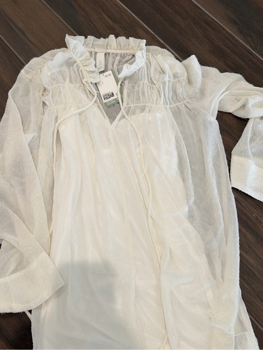 H&M White Sheer Maxi Dress with Sparkle